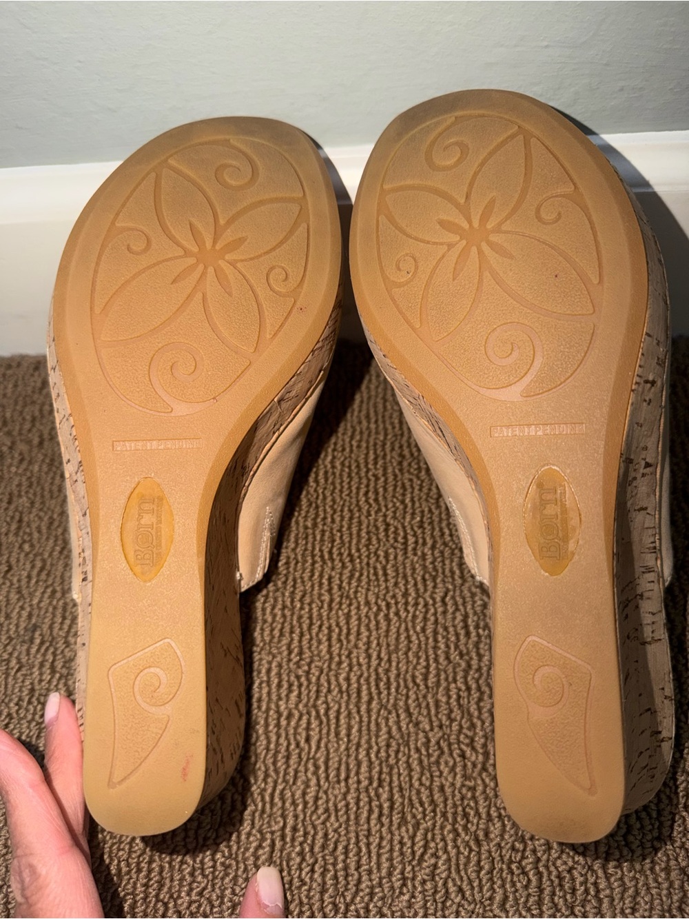 Born, Arie Natural Full Grain Leather Platform Wedge Sandals - Picture 8 of 9